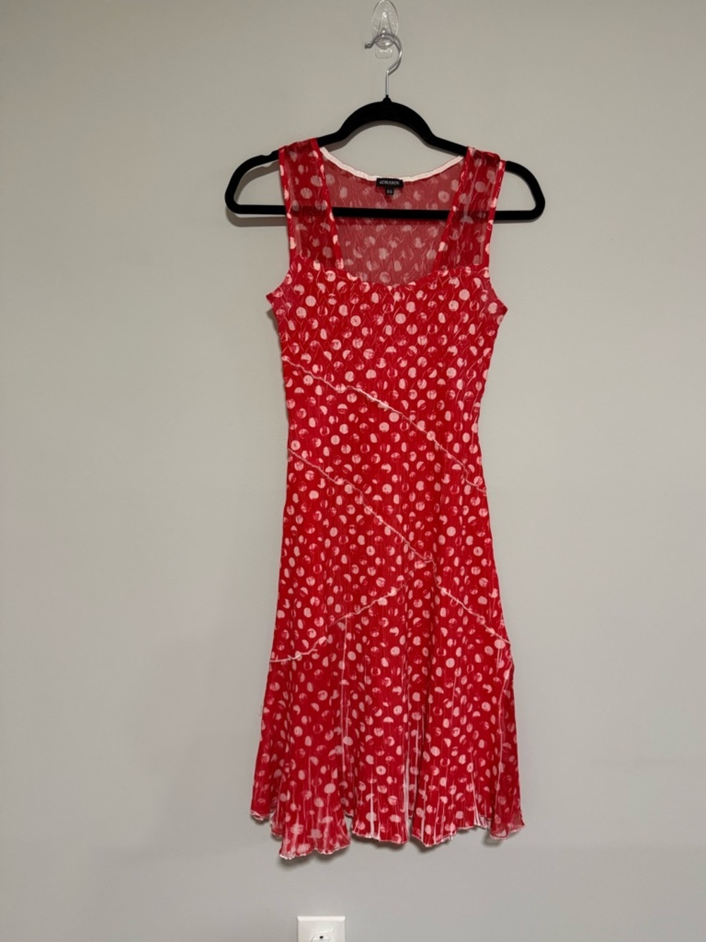 Komarov Red Polka Dot Sleeveless Midi Dress Size XS Resort Party Classic
